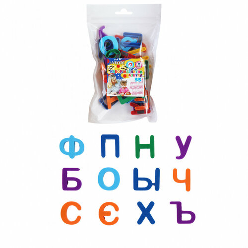 Алфавит магнитный пластик, 33шт, европодвес deVENTE 8071905 набор плакатов 3 в 1 азбука английский алфавит слоги и животные