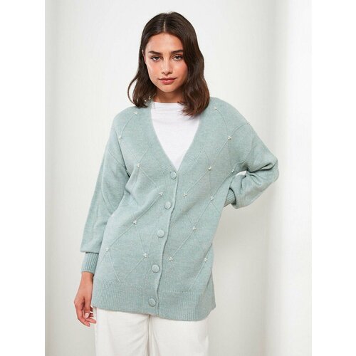 Кардиган, длинный рукав, размер S, голубой