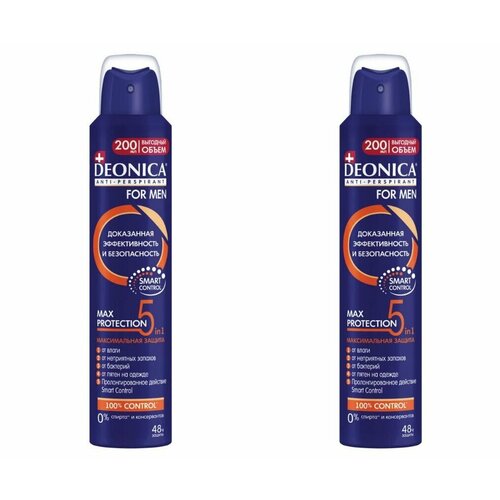 DEONICA Дезодорант мужской 5Protection for Men, 200 мл, 2 штуки