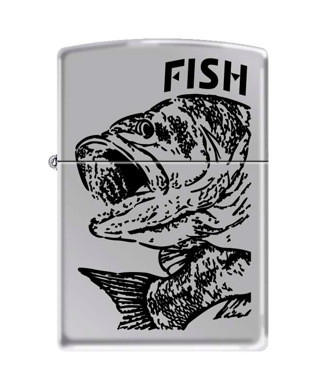 Зажигалка чёрный окунь Zippo арт. 250 FISH - BIG MOUTH