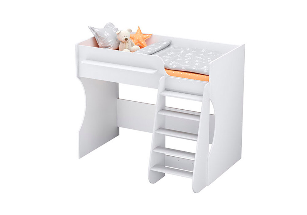 фото Кровать-чердак Polini Кровать-чердак Polini kids Dream 1700 белый 124х164.2х135.7 см