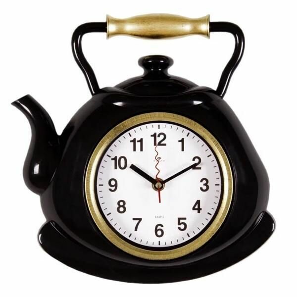 Часы настенные 3129-001 чайник 27х28,5см, корпус черный с золотом "Классика" "Рубин"