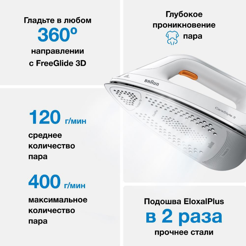 Парогенератор Braun IS3132WH, белый / оранжевый - фото №10