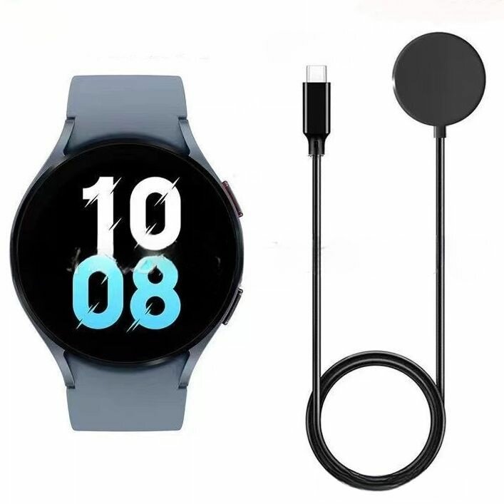 Магнитная Type-C зарядка Powersafe подходит для Samsung Galaxy Watch 3/4/5/6 с быстрой зарядкой черная , длина шнура 1м магнитная база