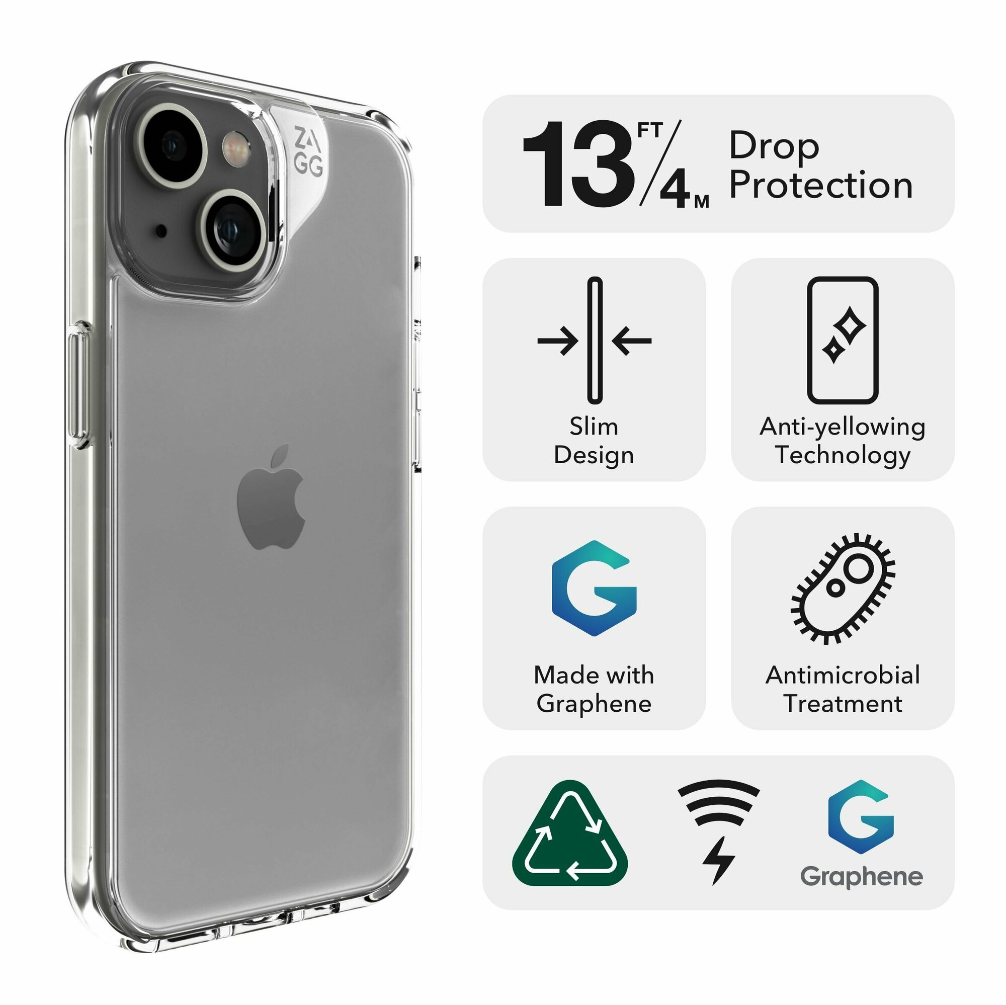 Накладка ZAGG для iPhone 15 Plus, Smoky Gray Case. SKU:702312872, Smoke Clear