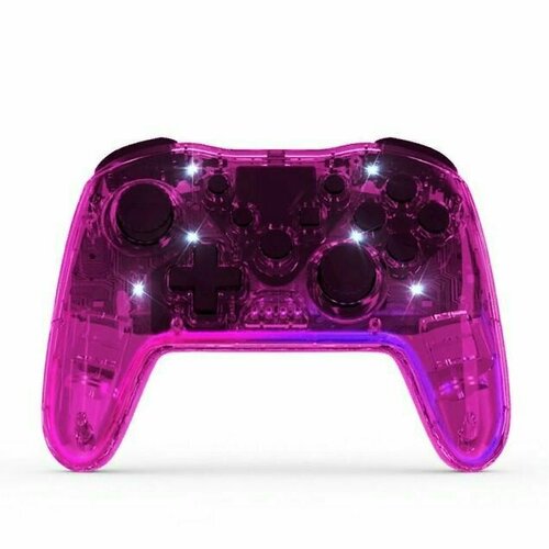 Беспроводной контроллер геймпад Bluetooth RGB подсветка для игровой приставки и ПК малиновый прозрачный 121000₽