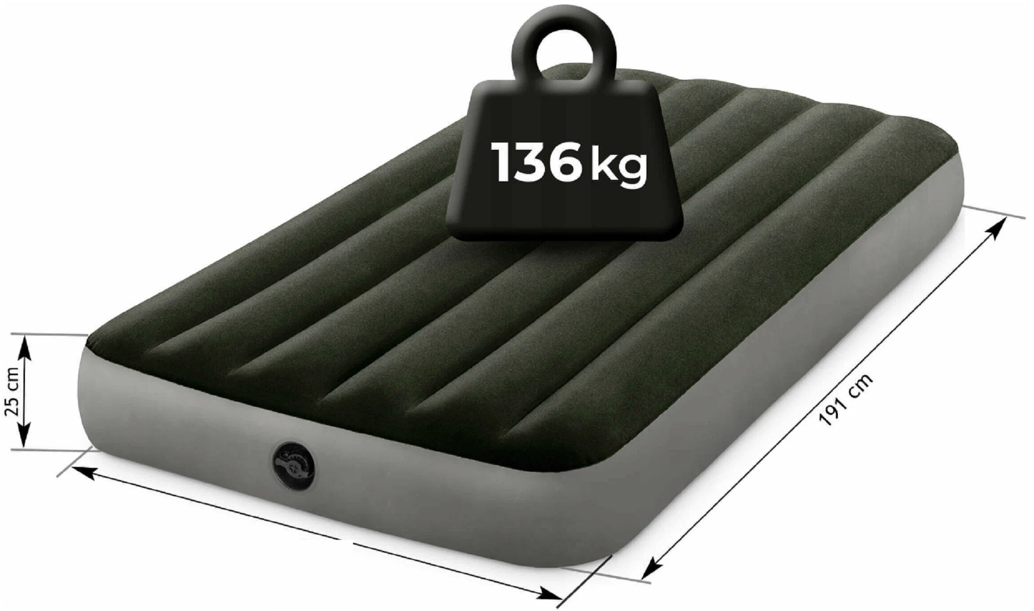 Односпальный надувной матрас 99х191х25 см, Prestige Downy Airbed Intex 64107, без насоса