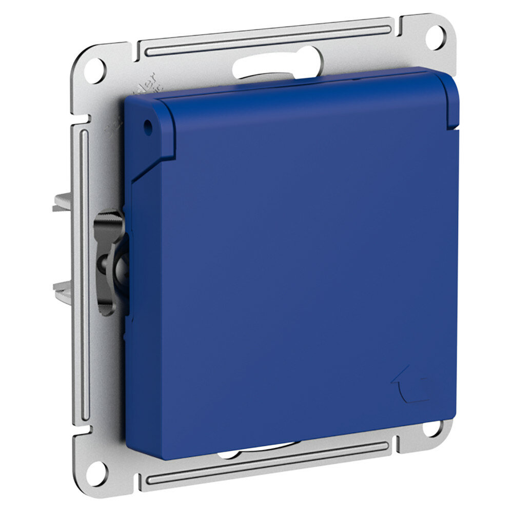 Евророзетка 1 СП 16А с з/шт с крышкой механизм IP20 SE AtlasDesign аквамарин