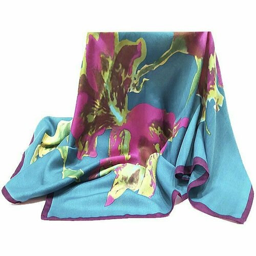 фото Платок ,90х90 см, бирюзовый нет бренда