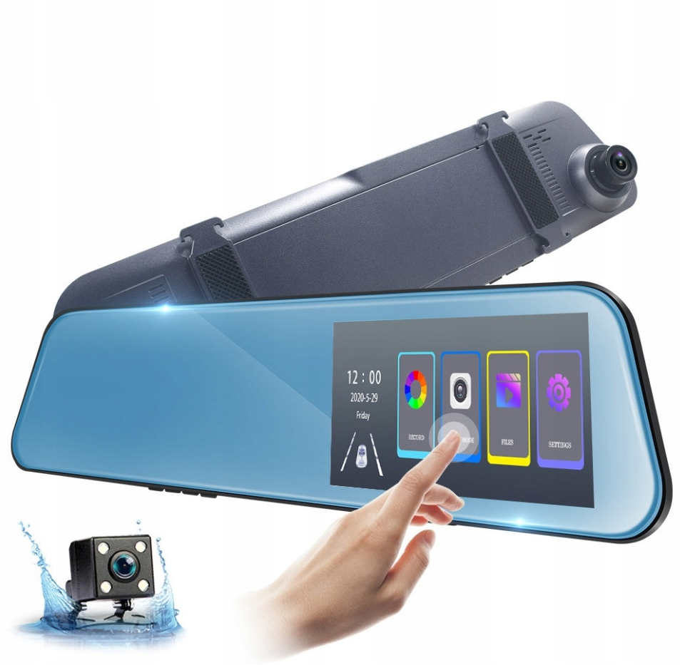 Автомобильный видеорегистратор в виде зеркала заднего вида с двумя камерами / Сенсорный IPS дисплей / Камера заднего вида для парковки