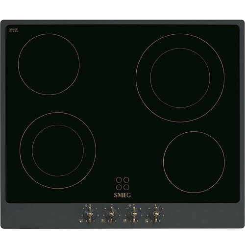 Электрическая варочная панель SMEG P864AO 60см 4 зоны нагрева стеклокерамика черная цвет антрацит 8999000₽