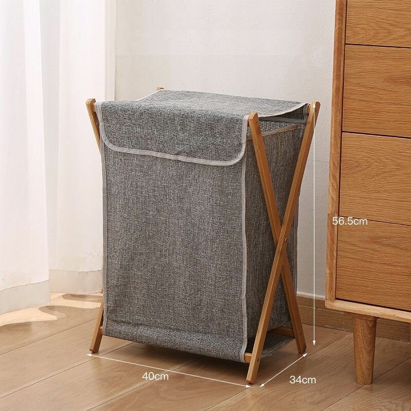 фото Складная корзина для белья объемом 90л из водонепроницаемой ткани с крышкой