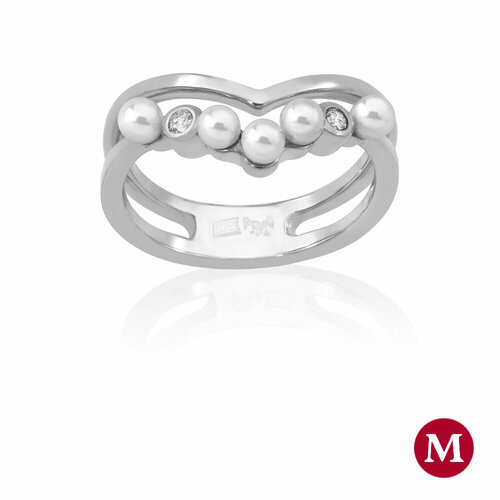 Перстень Majorica ARABESQUE Majorica, серебро, 925 проба, родирование, размер 17.5, серебряный