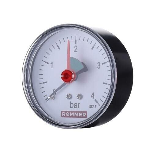 фото Манометр аксиальный ROMMER RIM-0007 - 1/4" (D63 мм, шкала 0-4 бар, с указателем предела)