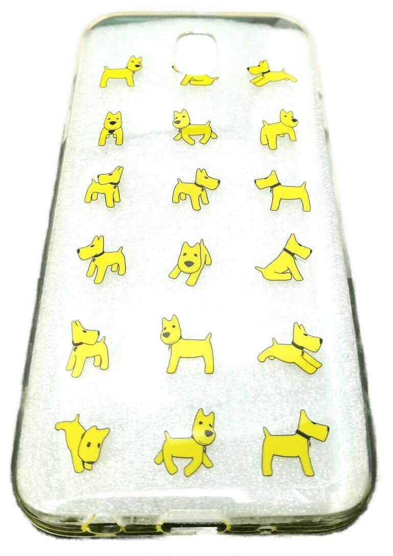 фото Силиконовый чехол накладка Gresso для Samsung Galaxy J3 2017, прозрачный с принтом желтая собака, чехол для самсунг J3