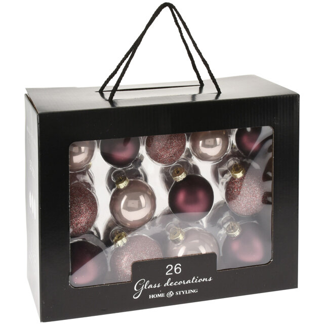 Koopman Набор стеклянных елочных шаров Rosawelle - Burgundy Pearl, 5-7 см, 26 шт AVK100050