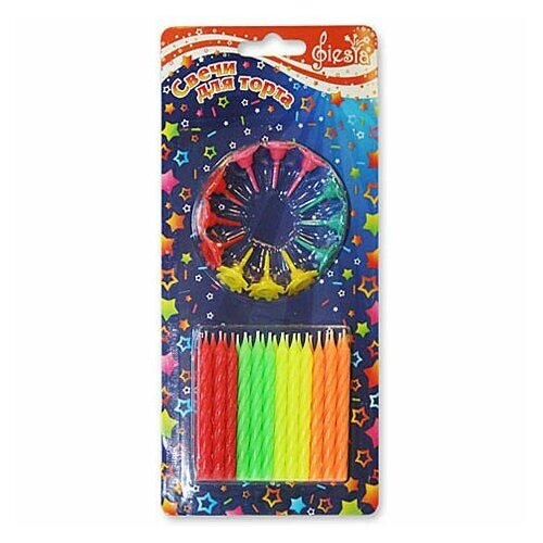 Свечи для торта Цветные с подставкой 6 см 24 шт 432₽