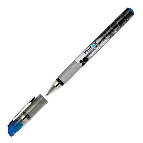 Ручка гелев. Pensan Nano Gel (6020/12BLUE) корп. серебристый d=0.7мм чернила син. линия 0.5мм игловид ручка гелев pensan nano gel 6020 12black серебристый d 0 7мм черн черн игловидный пиш наконечник линия 0 5мм резин манжета