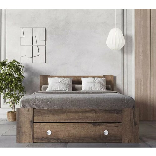 Двуспальная кровать коллекции Непо дуб монастырский