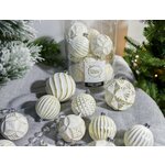Набор пластиковых шаров вальцер ленто, белый с золотым, 6-8 см, упаковка 24 шт, Winter Deco 220032 - изображение