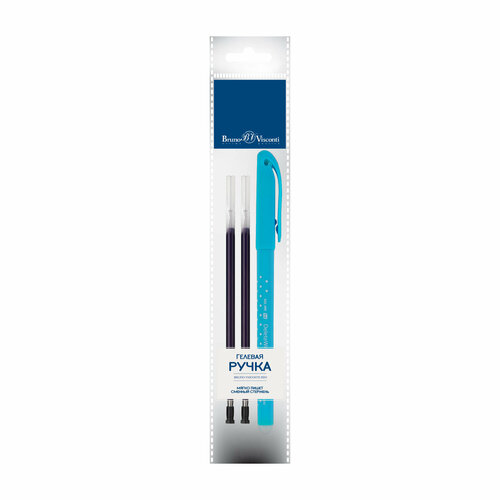 Ручка DeleteWrite Art. Горошек со стираемыми чернилами 0.5 ММ, синяя С двумя запасными стержнями