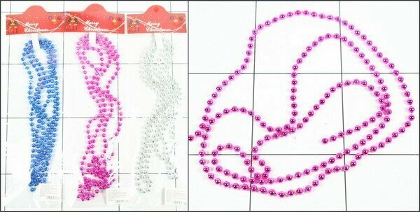 Бусы на елку новогодние d-06 см 18 м 3 вида в пакете