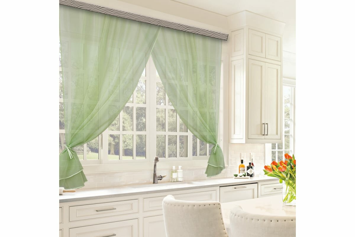 Комплект штор для кухни witerra дороти 280x180 светло-зеленый 45875