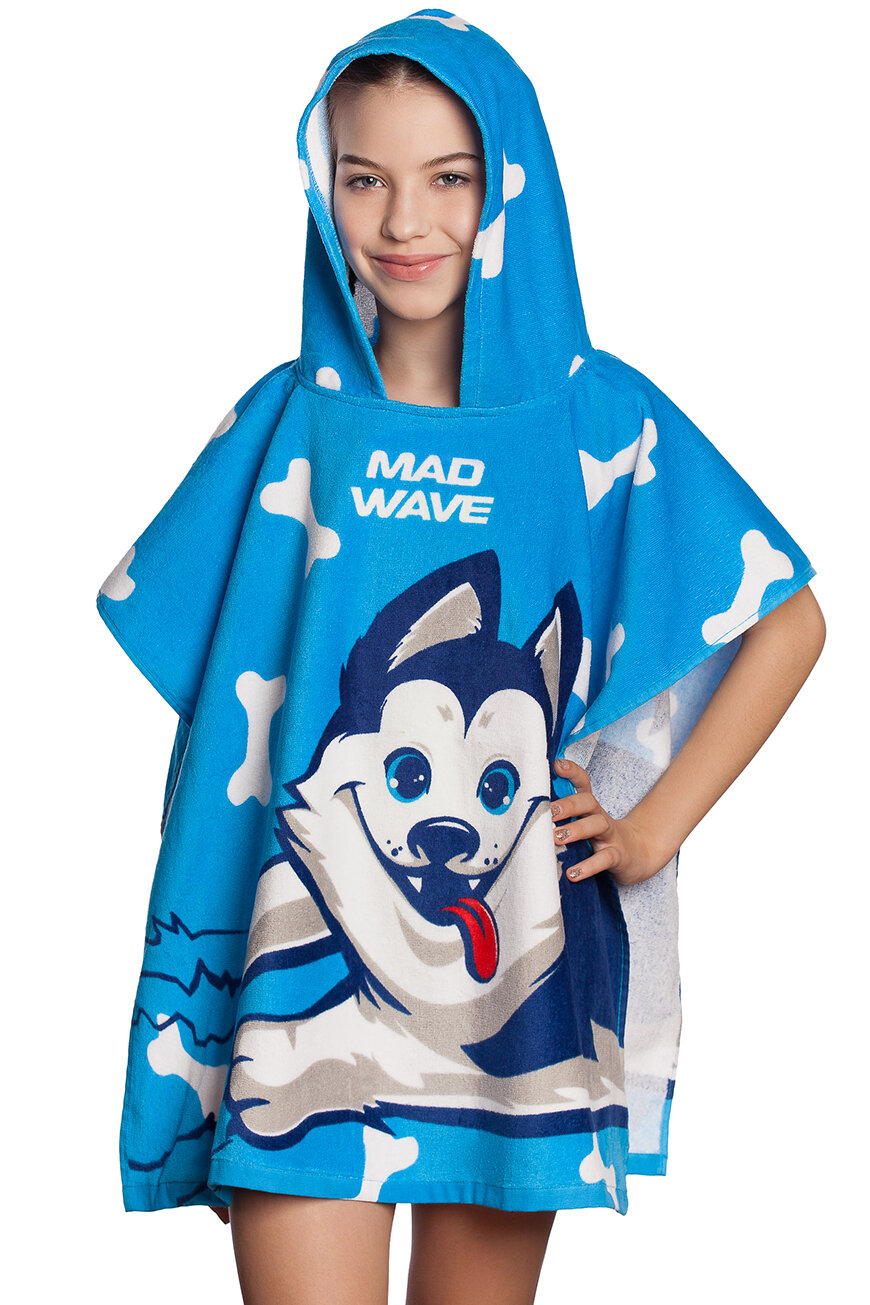 Детское пончо Mad Wave HUSKY Poncho, 70*130 cm, Синий - фото №1