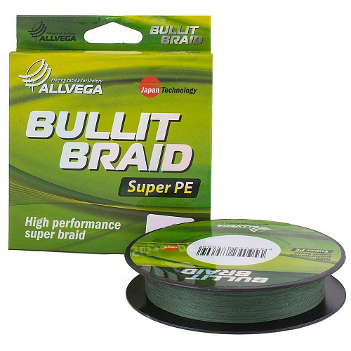 Шнур Bullit Braid Allvega 135м, 0,18мм, 12.2кг, темно-зеленая