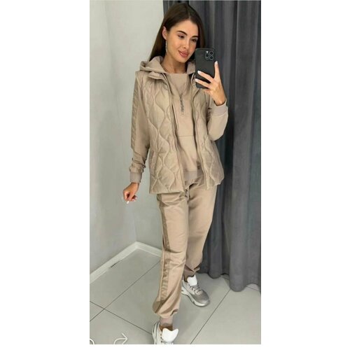 Костюм , размер 54, бежевый