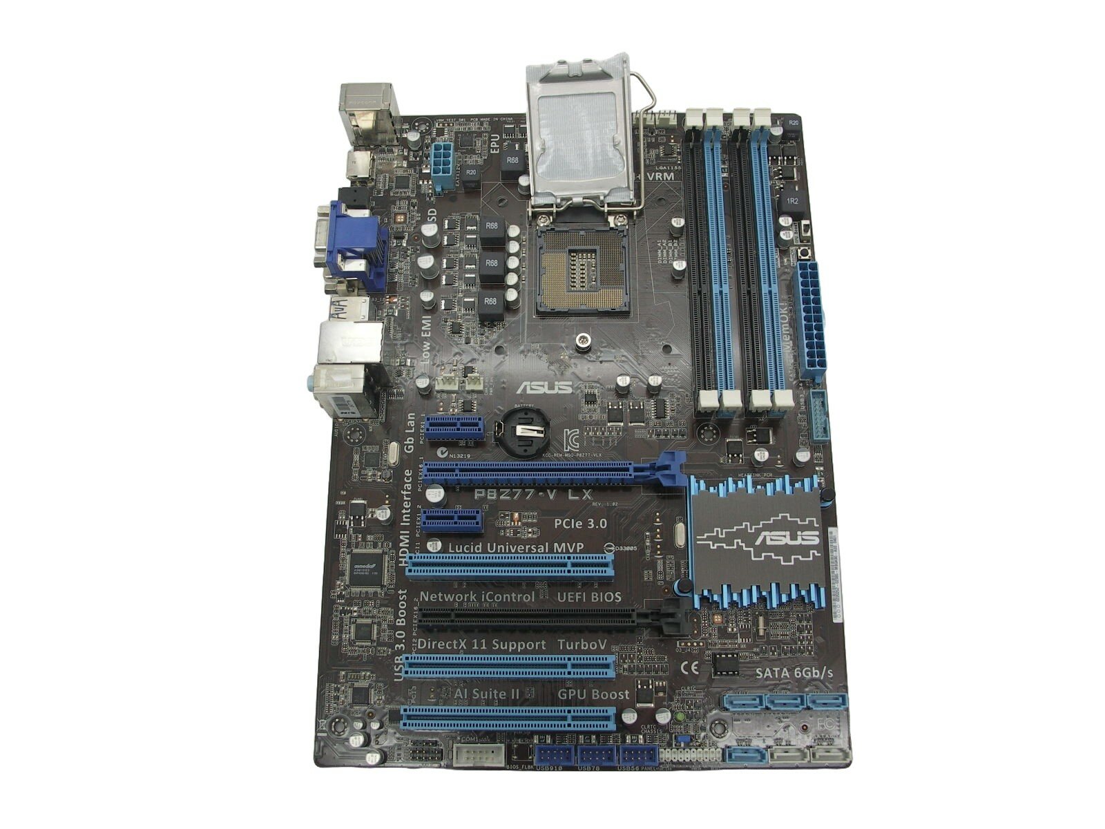 Материнская плата S-1155 ASUS P8Z77-V LX REV.1.02 (4xDDR3/PCI-E/GbLAN/Sb/VGA/DVI/HDMI/USB3.0/ATX) (без планки)