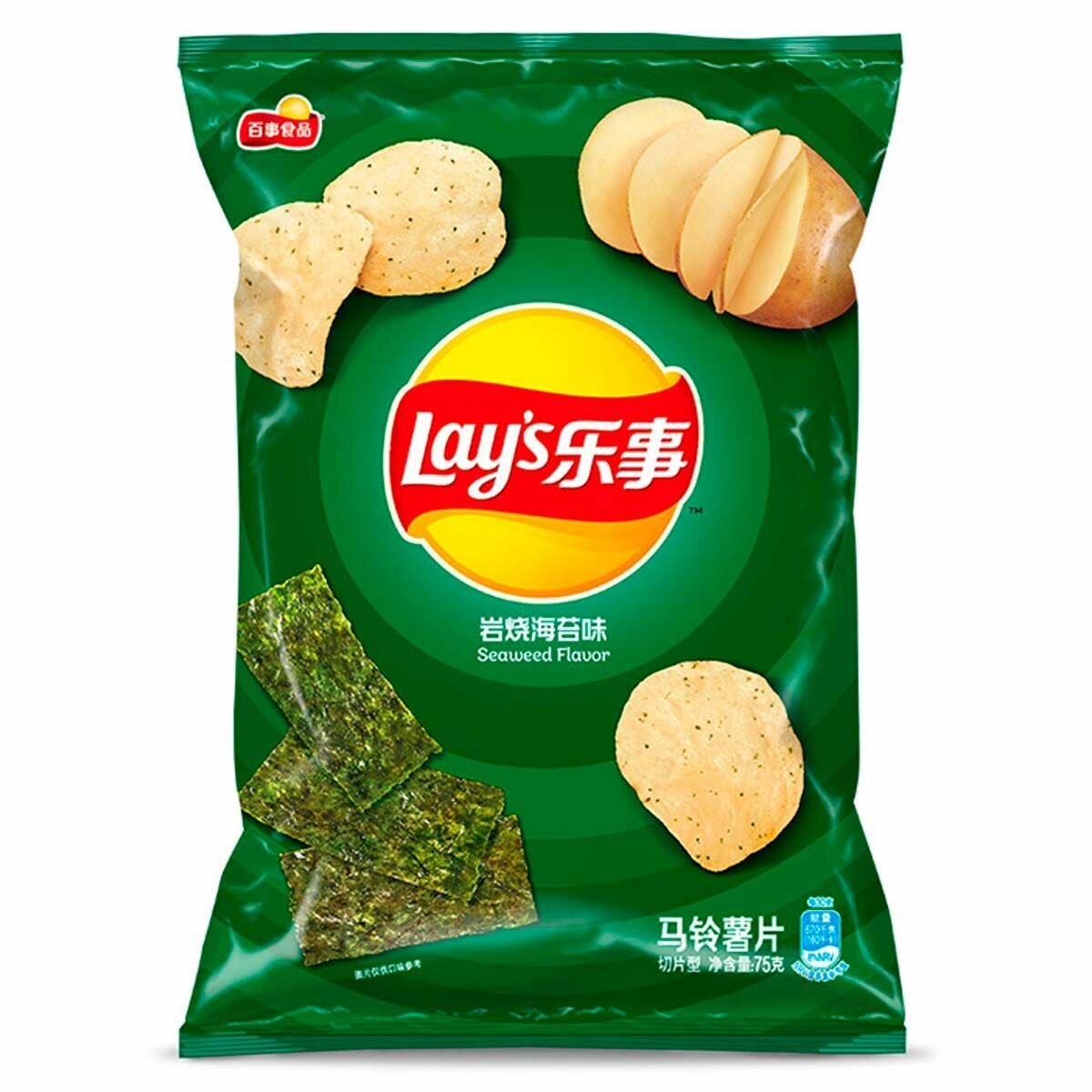 Картофельные чипсы Lay's Seaweed Flavor со вкусом морских водорослей нори (Китай), 70 г