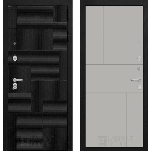 Входная дверь Labirint PAZL 21 Грей Софт (Серый светлый) 960x2050, открывание левое