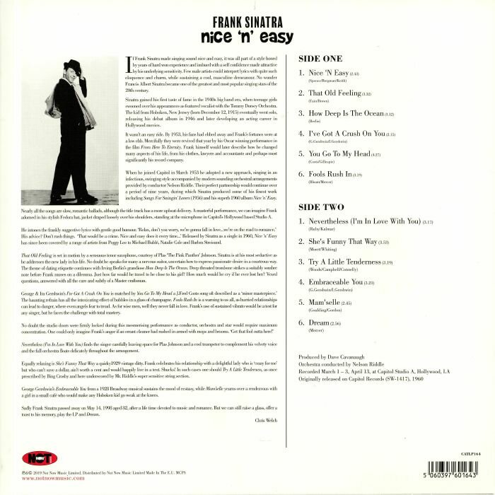 Sinatra Frank "Виниловая пластинка Sinatra Frank Nice 'N' Easy" Fat Cat Records - фото №2