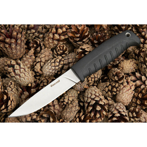 нож финский х12мф черный stonewash elastron от пп кизляр Нож Финский (AUS-8, полированный, эластрон)