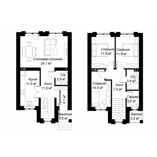 Проект «топдом 2.39» 107 м²