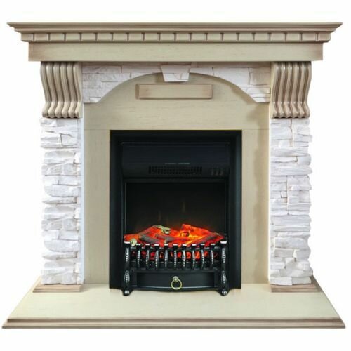 фото Камин Royal Flame Dublin с Fobos FX BL сланец крем/слоновая кость