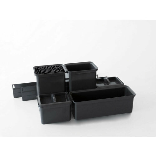 Набор емкостей №1 Юбокс, Диспенса / Диспенса Джуниор 300 мм, 2х бокса 1л, 1хбокс 2, 1л, 2хбокса 2л, 2хкрышки, делитель для ножей, цвет антрацит