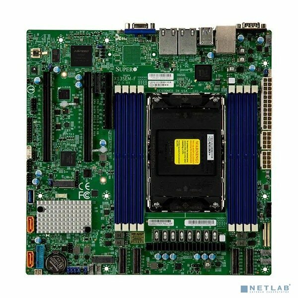 Материнская плата MB Supermicro X13SEM-F-B, 1xLGA-4677, Intel Xeon SP gen 4, Intel C741, 8x DDR5 4800/4400/4000 MHz. 2x1Gbe Base-T i350+1xMgmt LAN, 10xSATA3, 2xSATA-DOM, 5xUSB 3.2, 2xPCI-Ex16+1xPCI-E x8+4xMCIO x8, 2xM.2, mATX