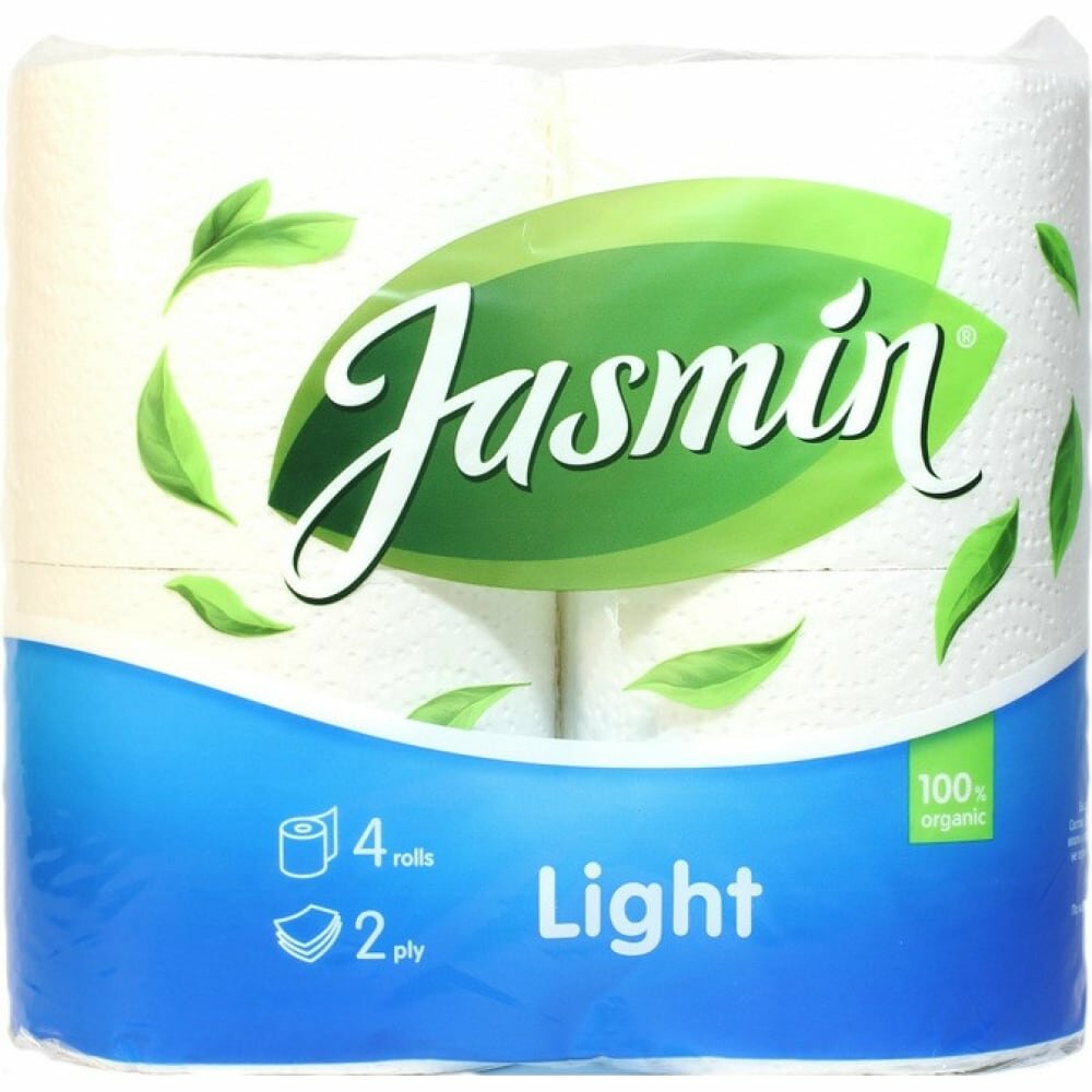 Jasmin Туалетная бумагаlight 2 слоя 4 рулона, белая, Т18901