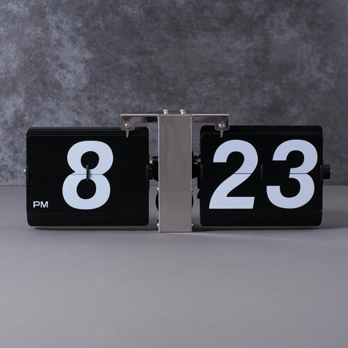 Классические перекидные часы Flip Clock big, черные (14×36×9 см)