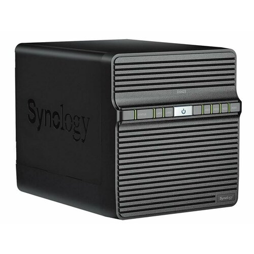 Система хранения данных Synology QC1,1GhzCPU/2GB/RAID0,1,10,5,6/up to 4HDDs SATA(3,5' or 2,5')/2xUSB3.2/2GigEth/iSCSI/2xIPcam(up to 30)/1xPS/2YW repl DS418 (DS423) черный