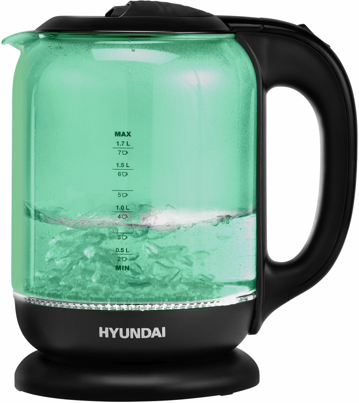 фото Чайник Hyundai HYK-G2806 1.8л. 2200Вт голубой/черный (стекло)