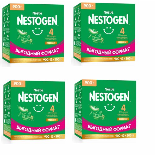 Молочко детское Nestle Nestogen Premium 4, с 18 месяцев, с пребиотиками и лактобактериями 900 г 4 шт