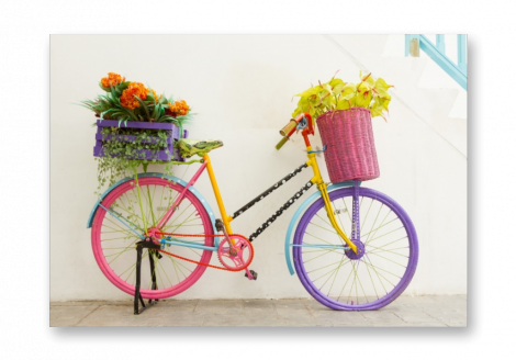 Картина на холсте | Diva Kartina | Прованс. Радужный велосипед | 80X56 см | Интерьерный постер