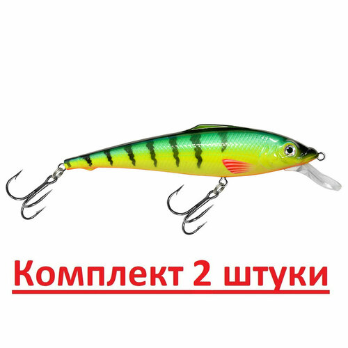 фото Воблер aqua пескарь 98mm, цвет 048 (окунь), 2 штуки