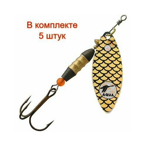 фото Блесна для рыбалки aqua long 04,0g, лепесток № 1, цвет lo-24 (золото, черный), 6 штук в комплекте