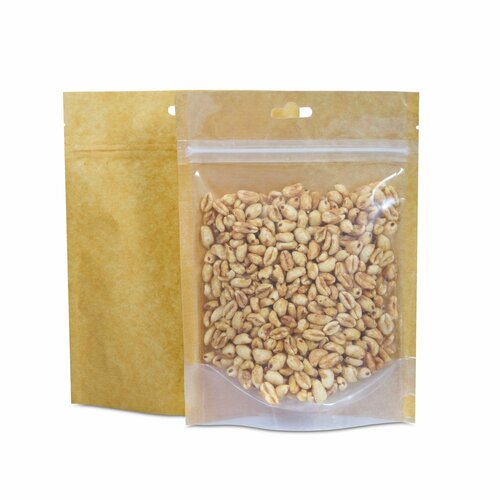 Крафт пакет дой пак с замком зип лок 15х20 см бурый с прозрачной стороной 780 шт