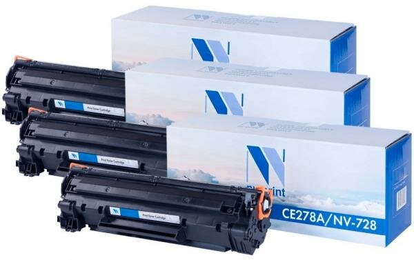 Набор картриджей NV-Print NV-CE278A/728-SET3 для LaserJet Pro P1566/ P1606dn/ M1536dnf/ i-Sensys 4410/ 4430/ 4450/ 4550/ 4550d/ 4570/ 4570dn/ 4580/ 45