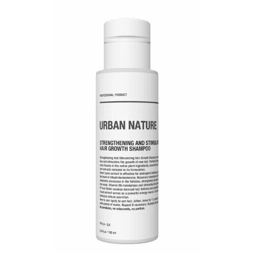 Urban Nature Шампунь укрепляющий Strenthening And Stimulating Hair Grow Shampoo, 100 мл шампунь для волос urban nature шампунь укрепляющий и стимулирующий рост волос strengthening and stimulating hair grow